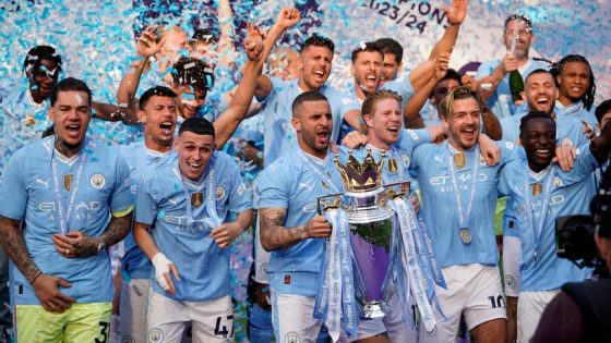 Manchester City Celebrating 2023-24 Premier League Title