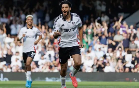 Raul Jimenez Celebrating After Scoring for Fulham in the Premier League