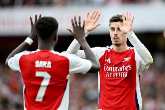 Arsenal Players Bukayo Saka and Gabriel Martinelli