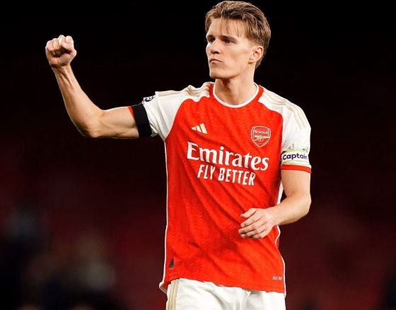 Arsenal Captain Martin Odegaard Celebrating