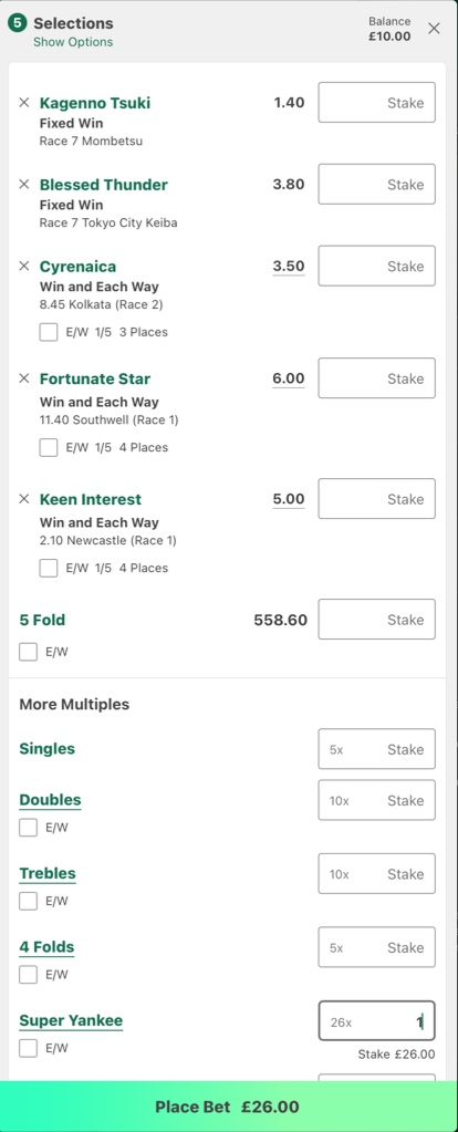 super yankee bet example