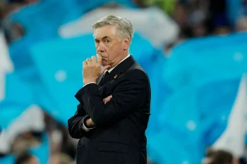Real Madrid Manager Carlo Ancelotti Looks On