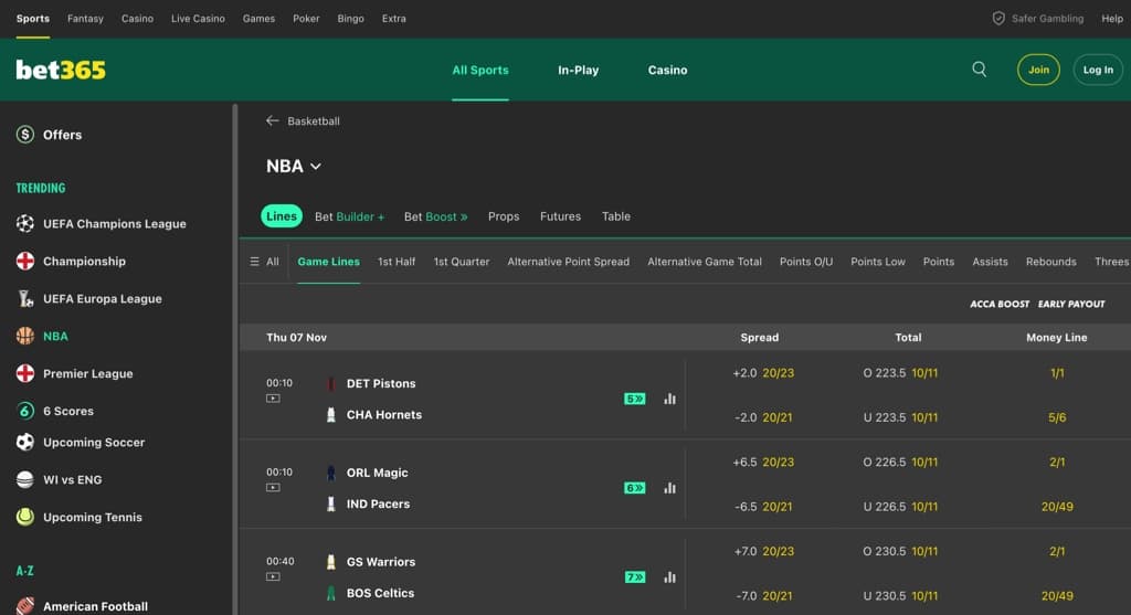 bet365 nba basketball