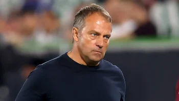 Barcelona Manager Hansi Flick Looking on