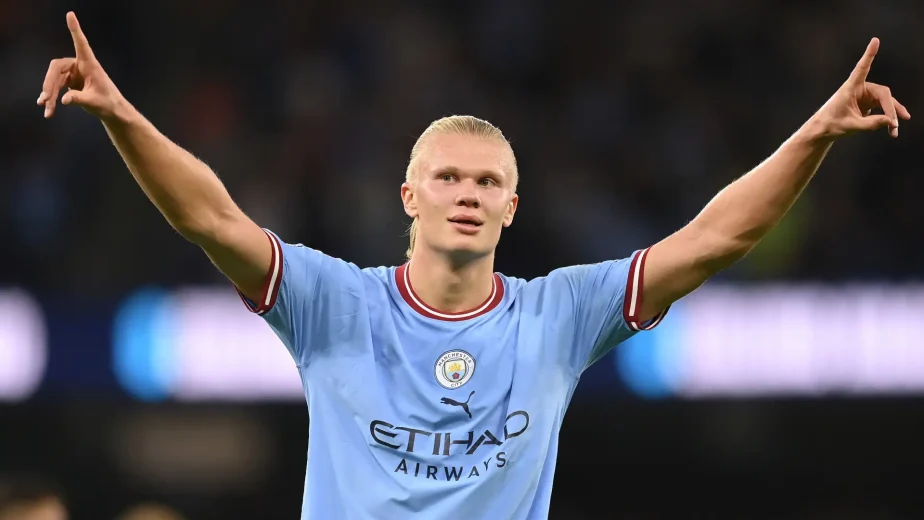 Manchester City Star Erling Haaland Celebrating