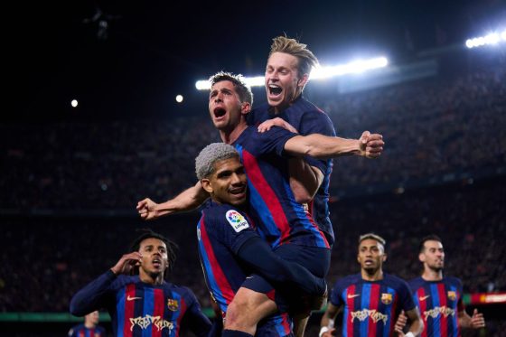 Barcelona Players Celebrating a Goal