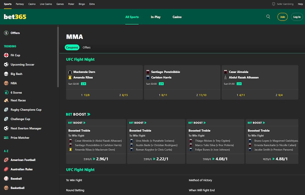 UFC Betting Sites Bet365
