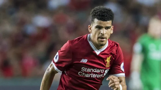 Dominic Solanke Reacting While Playing for Liverpool