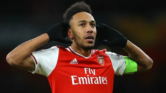 Pierre-Emerick Aubameyang Celebrating After Scoring for Arsenal