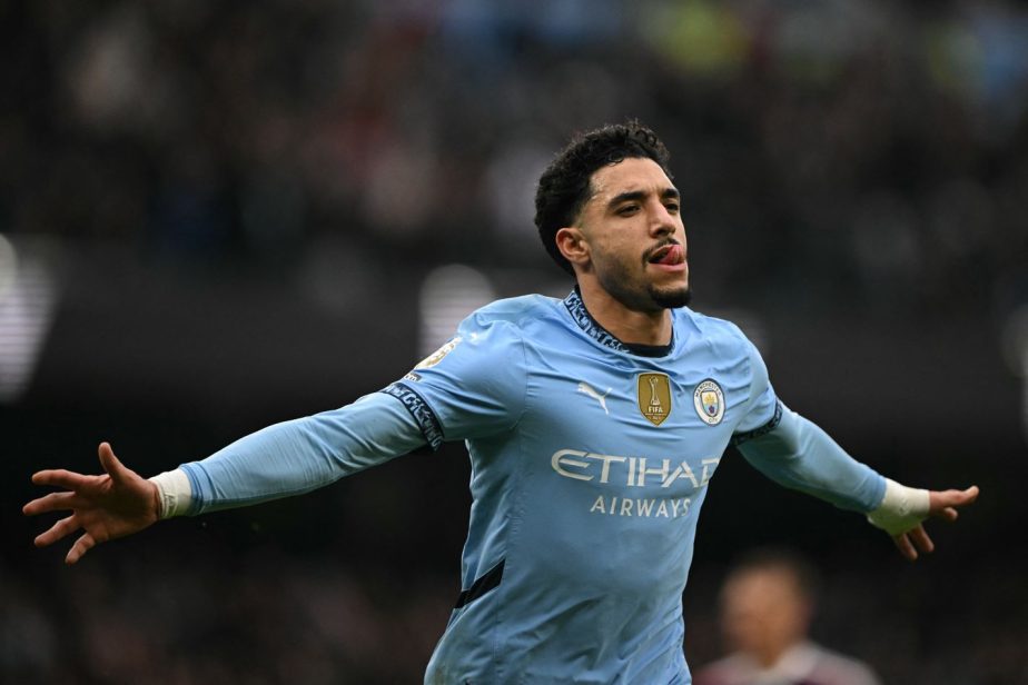 Omar Marmoush Celebrating Goal for Manchester City