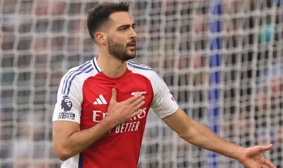 Mikel Merino Celebrating After Scoring for Arsenal