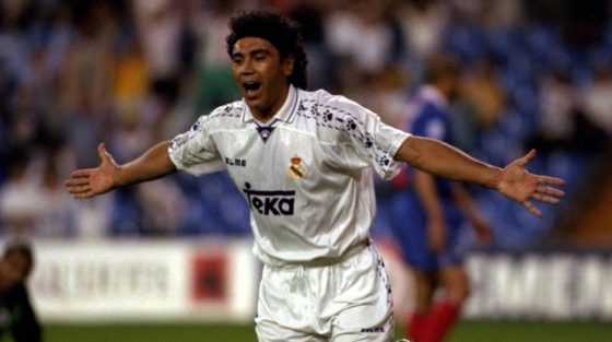 Hugo Sanchez Celebrating After Scoring for Real Madrid