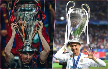 Lionel Messi and Cristiano Ronaldo Posing With UCL