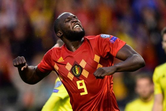 Romelu Lukaku Celebrating After Scoring for Belgium