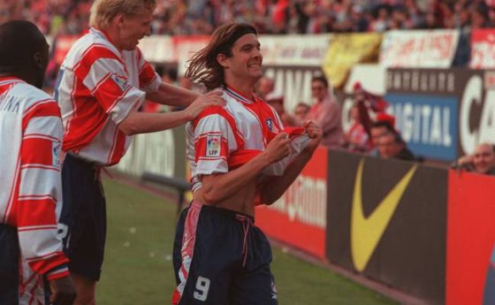 Santiago Solari Celebrating After Scoring for Atletico Madrid