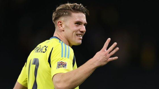 Viktor Gyokeres Celebrating After Scoring 4 Goals Against Azerbaijan in Nations League