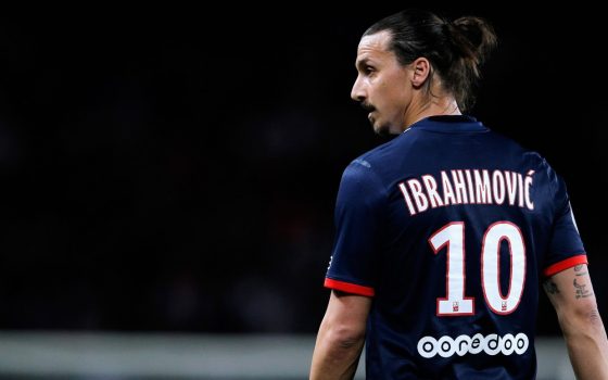 Zlatan Ibrahimovic Looks on While Playing for PSG
