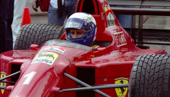 Alain Prost in His Ferrari