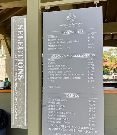 Masters 2025 Food and drink prices