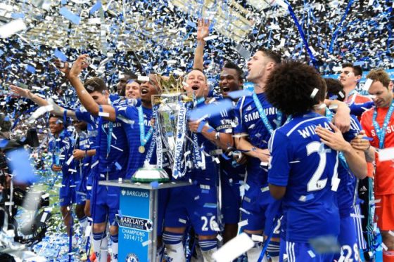 Chelsea Players After Winning the Title in 2014-15