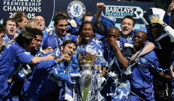 Fastest to Win Premier League Title: Chelsea Players Celebrating After Winning the Title in 2004-05
