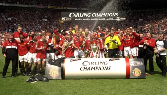Fastest to Win Premier League Title- Manchester United Players Celebrating