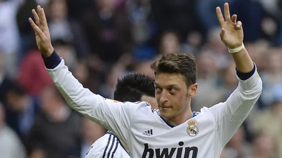 Mesut Ozil, Who Played for Arsenal and Real Madrid, Gesturing During a Game