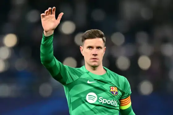 Marc Andre ter Stegen, Pictured Waving Here, Is a Transfer Target for Man Utd and Chelsea
