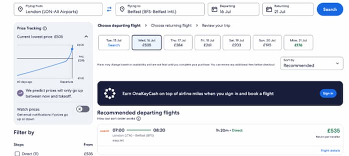 Open Golf Flight Costs 2025 