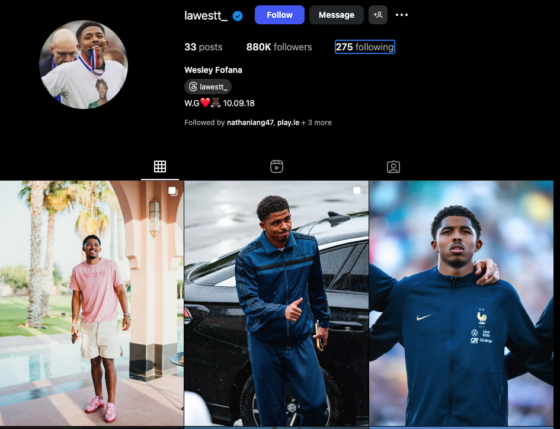Wesley Fofana Instagram