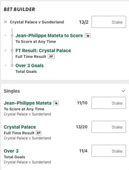 Crystal Palace Vs Sunderland betting tips