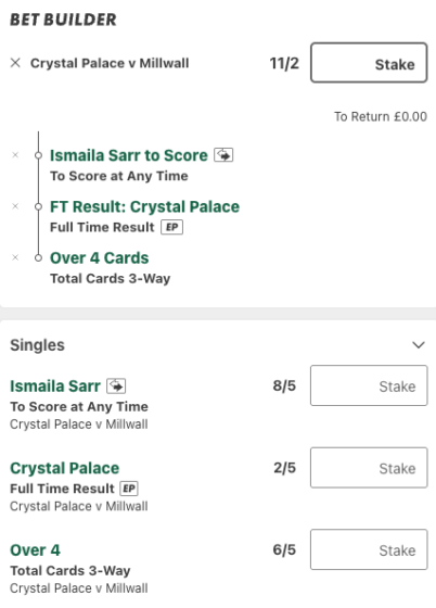 Crystal Palace Vs Millwall betting tips