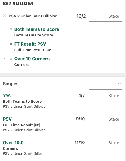 PSV Vs Union Saint Gilloise betting tips