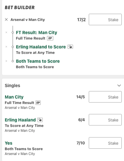 Arsenal Vs Manchester City Betting Tips
