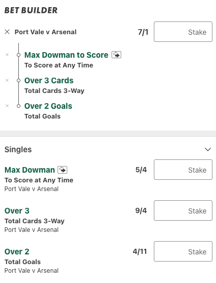 Port Vale Vs Arsenal betting tips