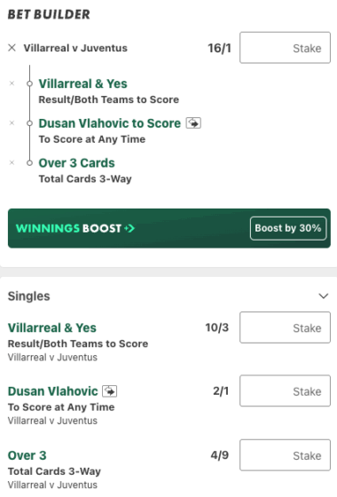 Villarreal Vs Juventus betting tips