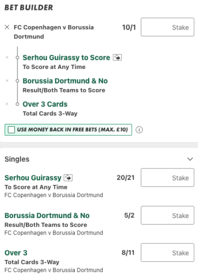 Copenhagen Vs Borussia Dortmund betting tips