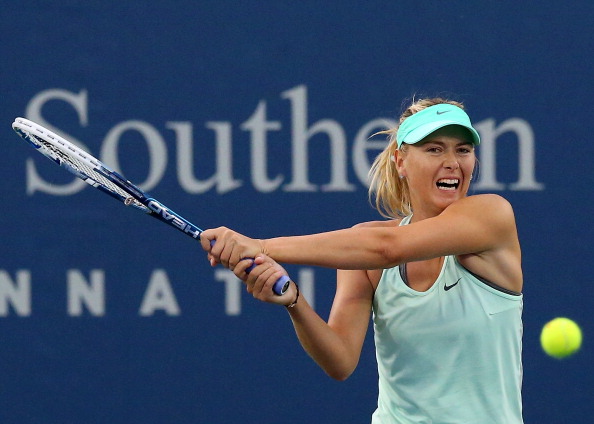 Maria Sharapova swings away.