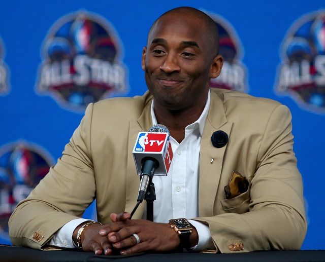 Kobe Bryant of the Los Angeles Lakers addresses the media before the 2014 NBA All-Star game at the Smoothie King Center on February 16, 2014 in New Orleans, Louisiana. NOTE TO USER: User expressly acknowledges and agrees that, by downloading and or using this photograph, User is consenting to the terms and conditions of the Getty Images License Agreement. 