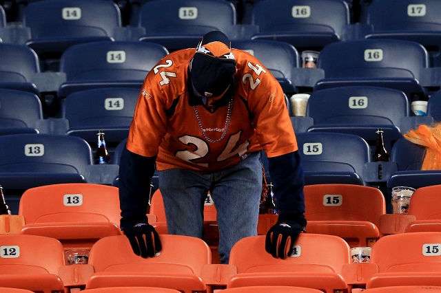 A Denver Broncos fan mourns a loss.