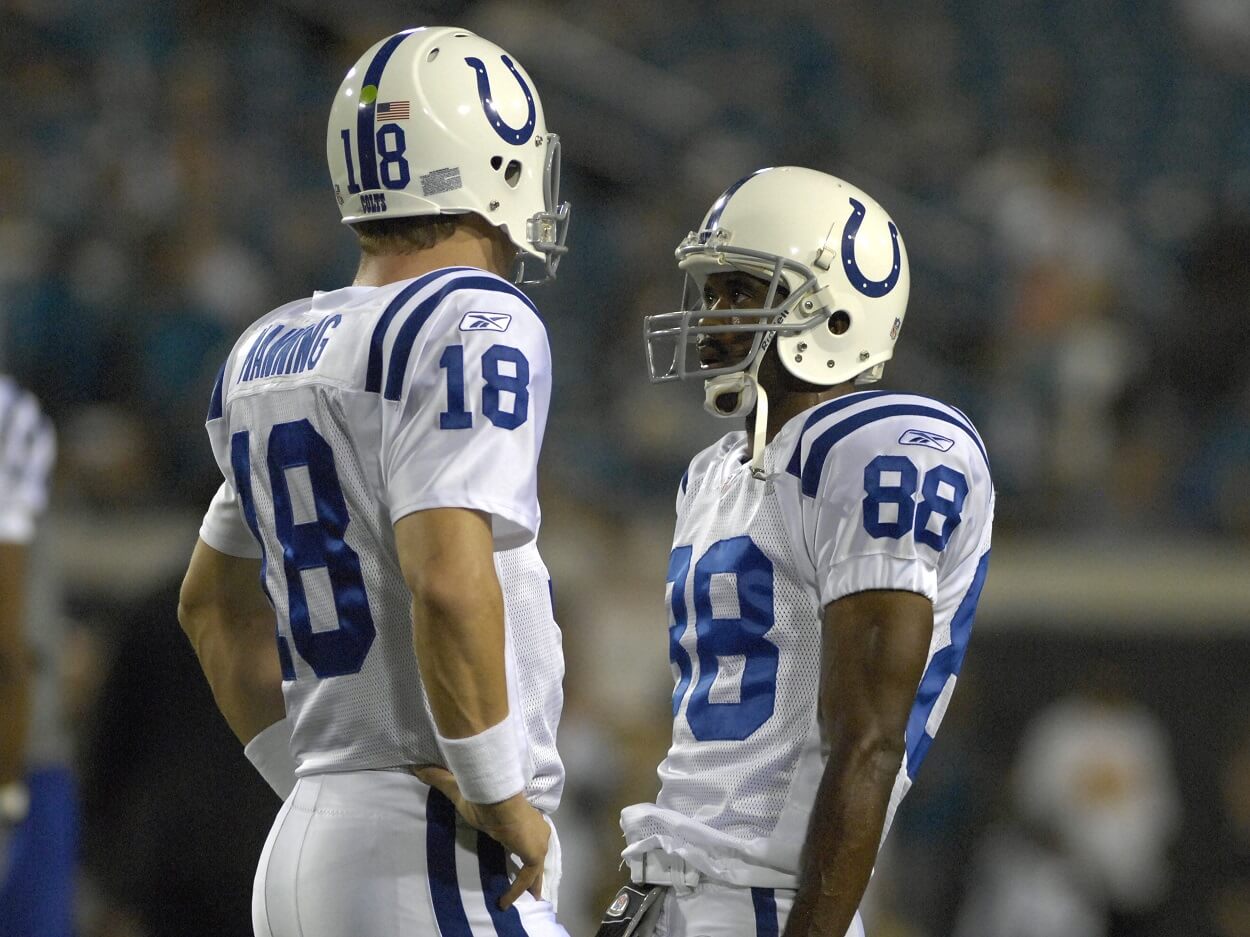 Peyton Manning and Marvin Harrison during a Colts-Jaguars NFL matchup in 2007