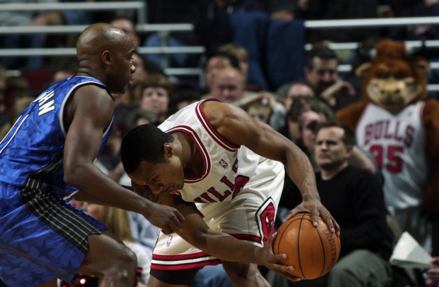 Jay Williams struggles to get past a defender.