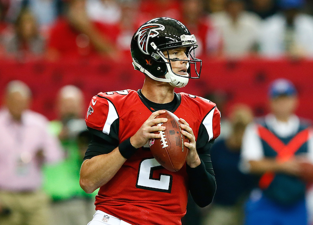 Matt Ryan looks to throw.