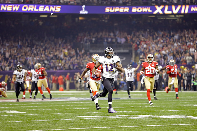 Jacoby Jones returns a kick 109 yards.