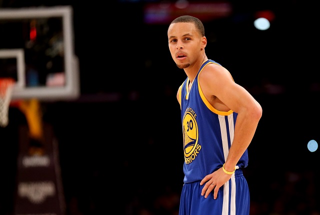 Stephen Curry looks on during a game against the LA Clippers