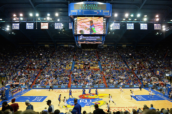 Allen Fieldhouse hosts thousands of Jayhawks fans.