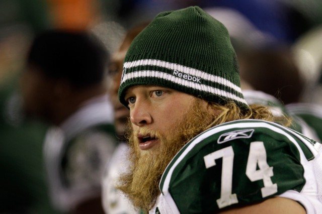 Nick Mangold looks on during a game against the Eagles