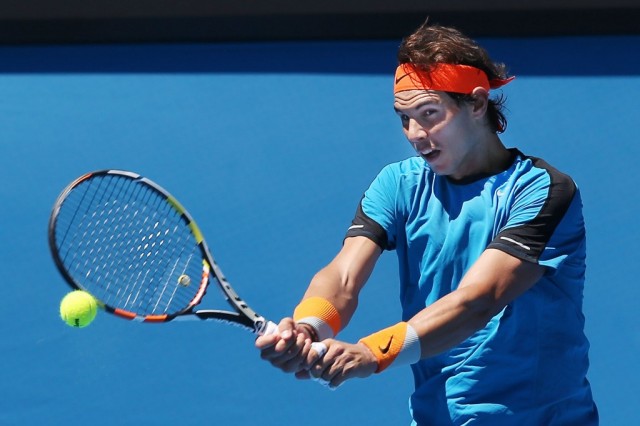 Rafael Nadal practicing prior to the 2015 Australian Open