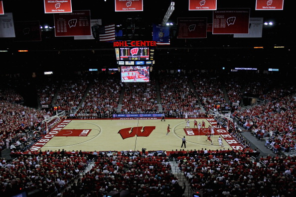 Fans cheer for Wisconsin at the Kohl Center.