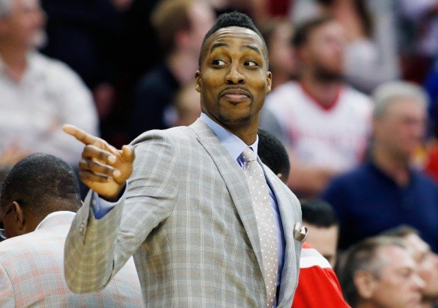 Dwight Howard on the bench during a game against the Knicks